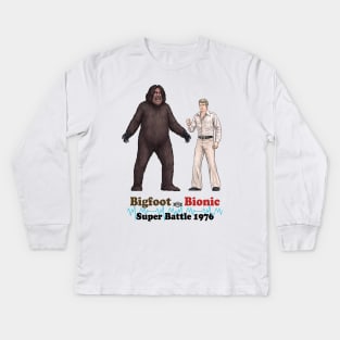 Bigfoot Vs. Bionic Super Battle 1976 Kids Long Sleeve T-Shirt